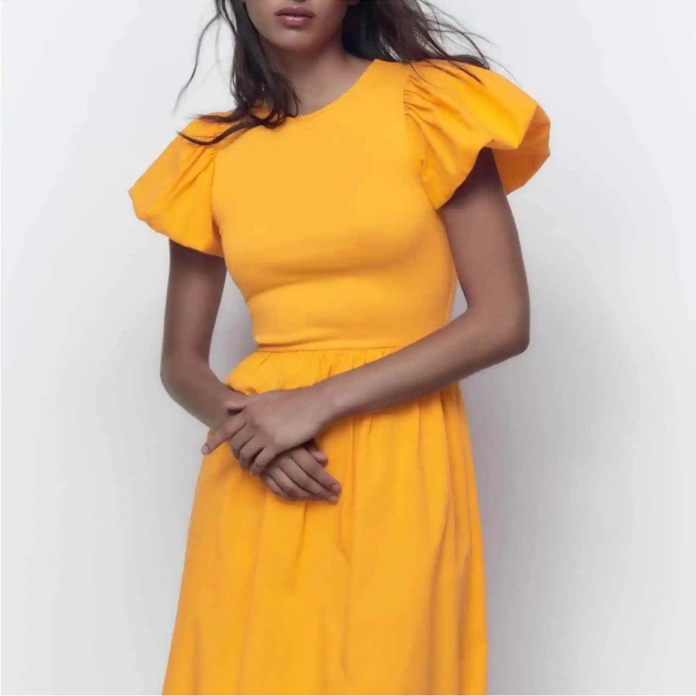 ZARA COMBINATION DRESS BRIGHT ORANGE